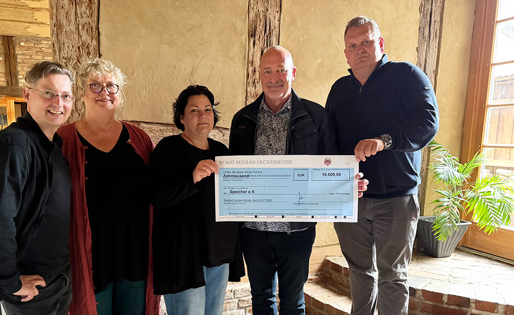 Stadt Ueckermünde unterstützt Speicher e. V. mit 10.000 Euro Soforthilfe
